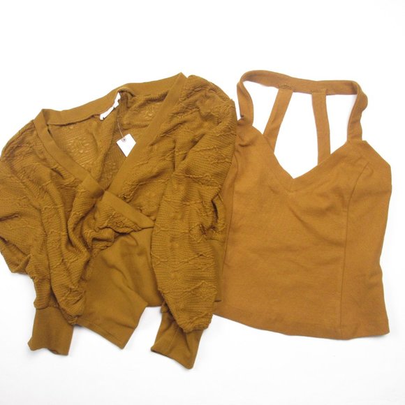 Anthropologie Knit  2-Piece Sweater & Tank Set Brown Small - Picture 8 of 13